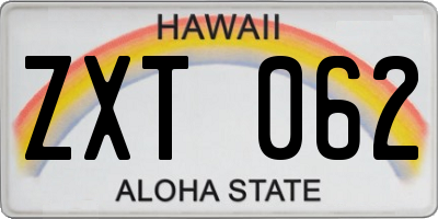 HI license plate ZXT062