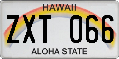 HI license plate ZXT066