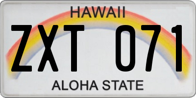 HI license plate ZXT071