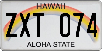 HI license plate ZXT074