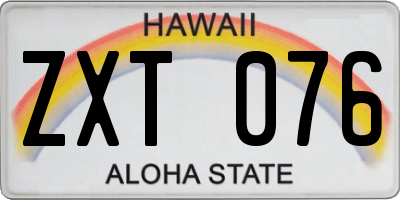 HI license plate ZXT076