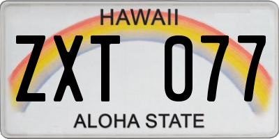 HI license plate ZXT077