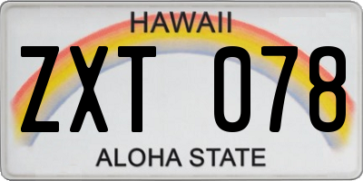 HI license plate ZXT078