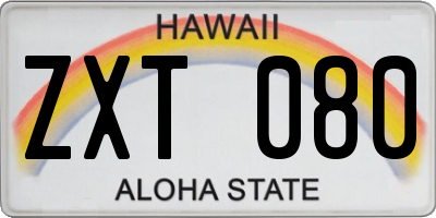 HI license plate ZXT080