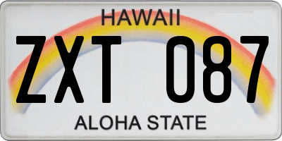 HI license plate ZXT087