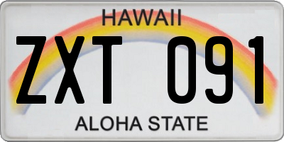 HI license plate ZXT091