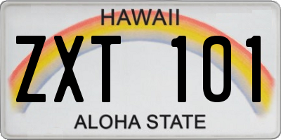 HI license plate ZXT101