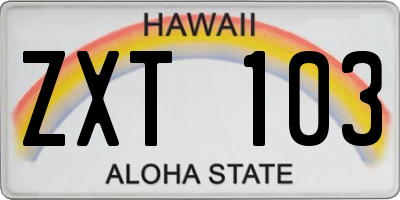 HI license plate ZXT103