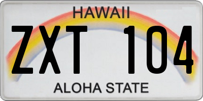 HI license plate ZXT104