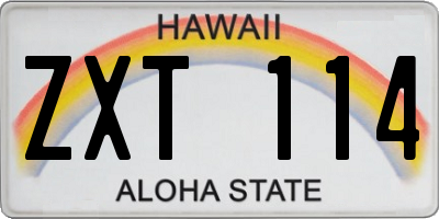 HI license plate ZXT114