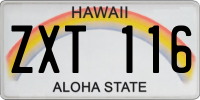 HI license plate ZXT116