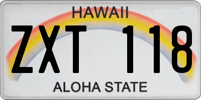 HI license plate ZXT118