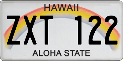 HI license plate ZXT122