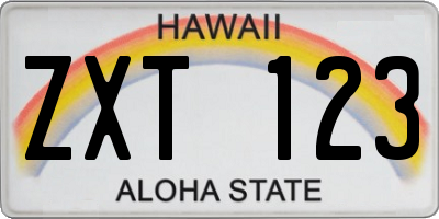 HI license plate ZXT123