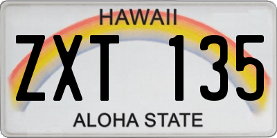 HI license plate ZXT135