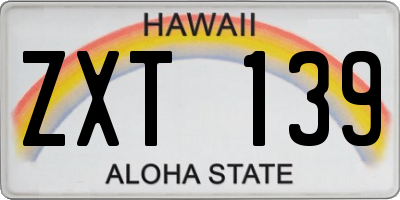 HI license plate ZXT139