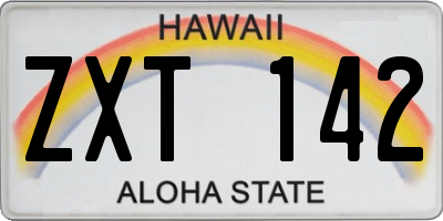 HI license plate ZXT142