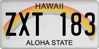 HI license plate ZXT183