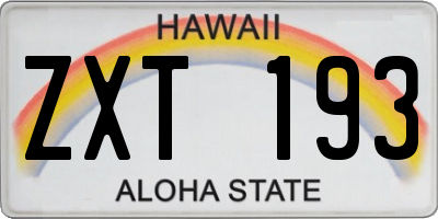 HI license plate ZXT193