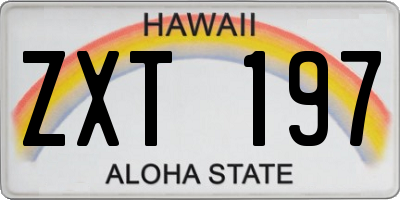 HI license plate ZXT197