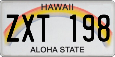 HI license plate ZXT198