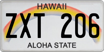HI license plate ZXT206