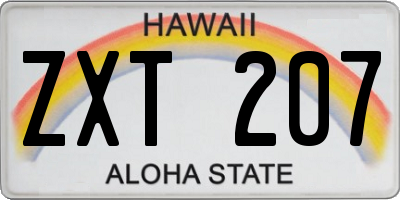 HI license plate ZXT207