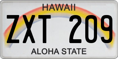HI license plate ZXT209