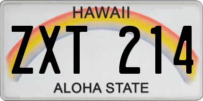 HI license plate ZXT214