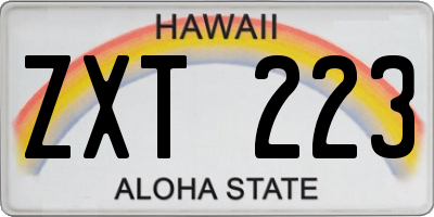 HI license plate ZXT223
