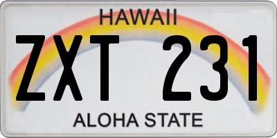 HI license plate ZXT231