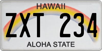 HI license plate ZXT234