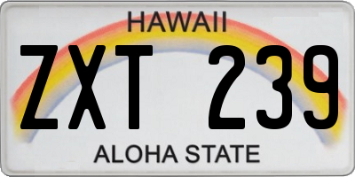 HI license plate ZXT239