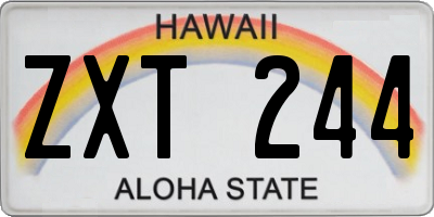 HI license plate ZXT244