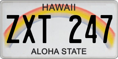 HI license plate ZXT247