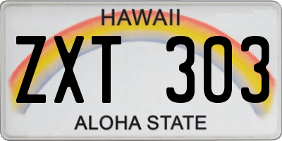 HI license plate ZXT303