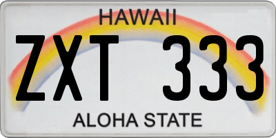 HI license plate ZXT333