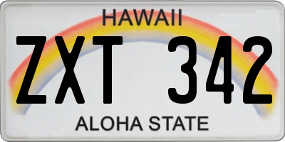 HI license plate ZXT342