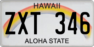 HI license plate ZXT346