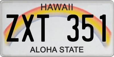 HI license plate ZXT351