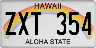 HI license plate ZXT354