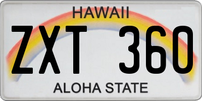 HI license plate ZXT360