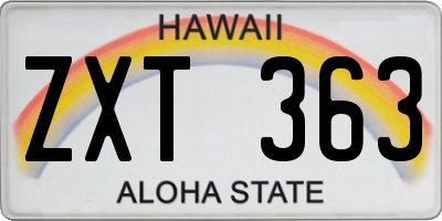 HI license plate ZXT363