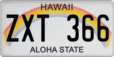 HI license plate ZXT366