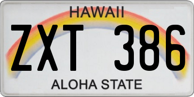 HI license plate ZXT386