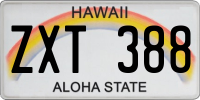 HI license plate ZXT388