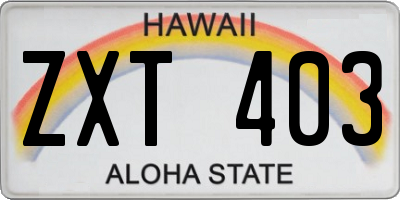 HI license plate ZXT403