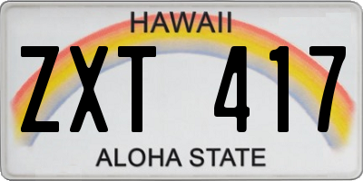 HI license plate ZXT417