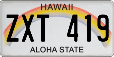 HI license plate ZXT419