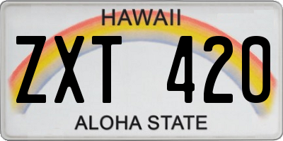HI license plate ZXT420